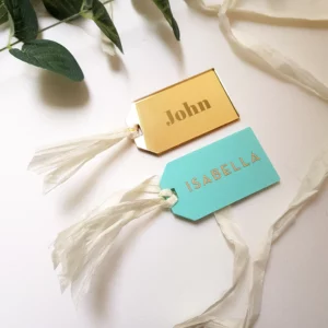 Laser Engraved and Laser Cut Luggage Tag Name Place Card