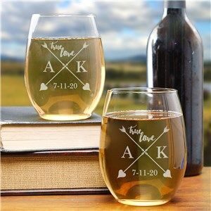 Engraved Wine Glass for Couple